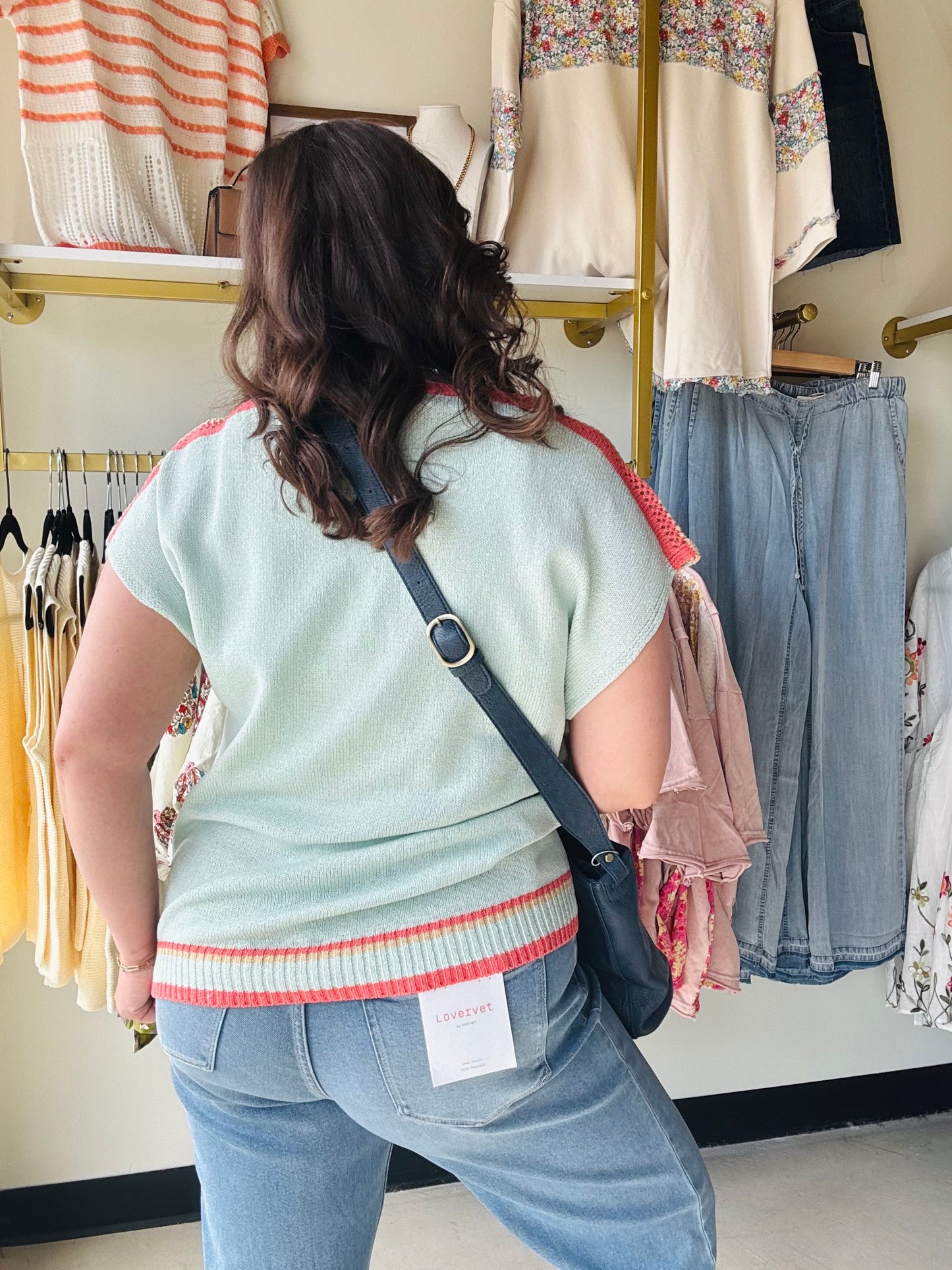 Misty Mint Combo Sweater Top