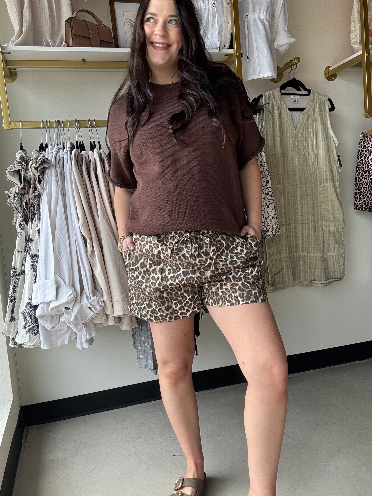 Leopard Drawstring Shorts