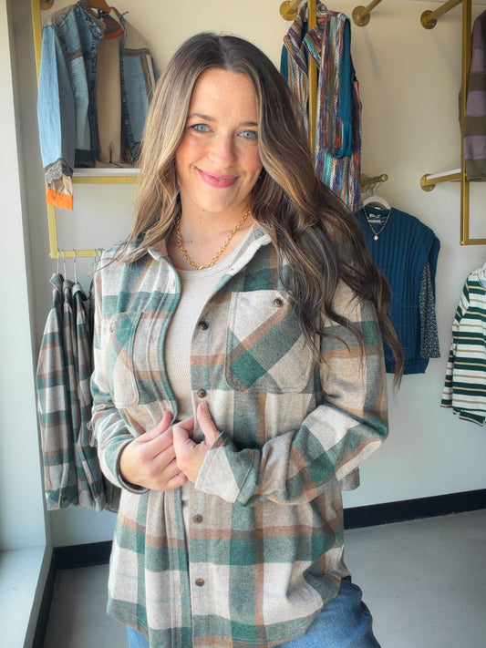 Olive & Brown Plaid Shacket