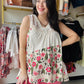 Floral Trim Lace Contrast Tank