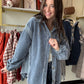 Blue Fringe Detail Shacket