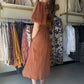 Rust Pin Stripe Midi Dress