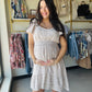 Natural Stripe Flutter Sleeve Dress