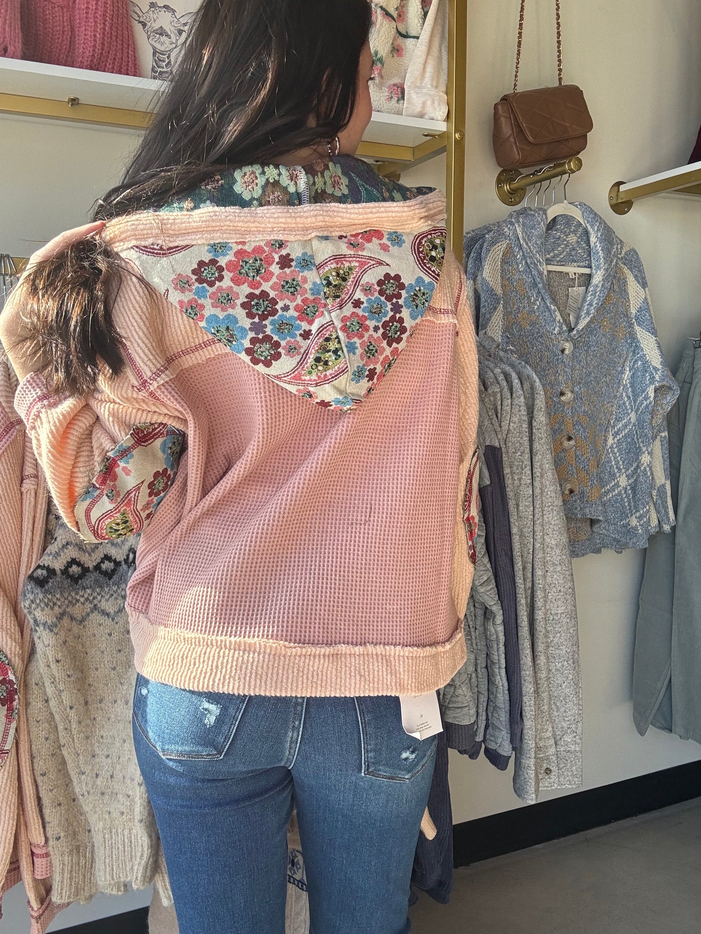 Rose Pink Placket Hoodie