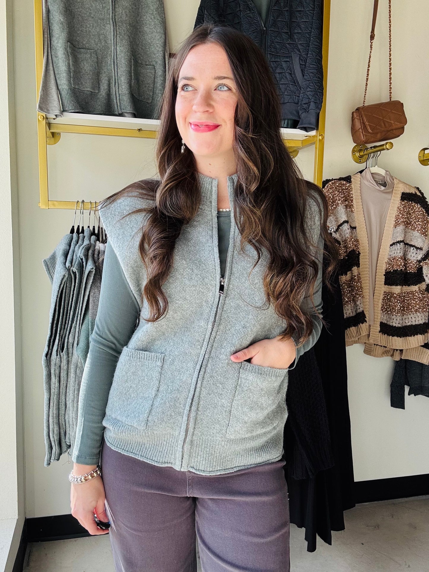 Light Jade Zip Up Vest