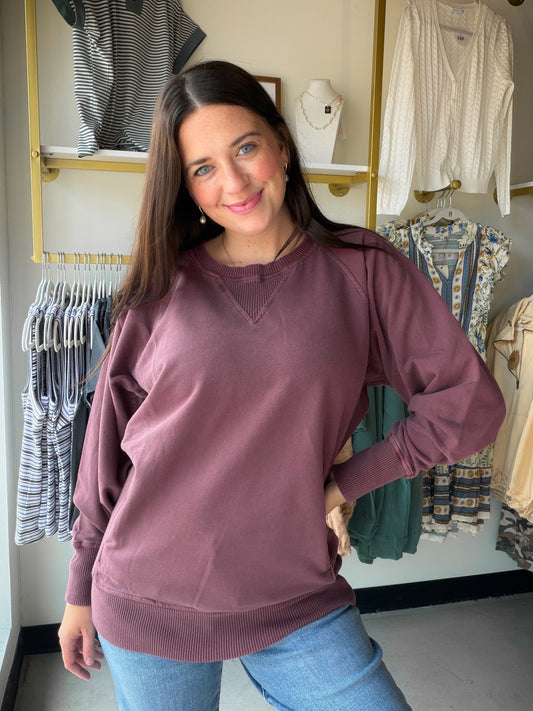 Eggplant Pigment Dyed Pullover