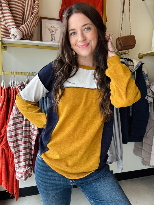 Blue & Gold Block Long Sleeve