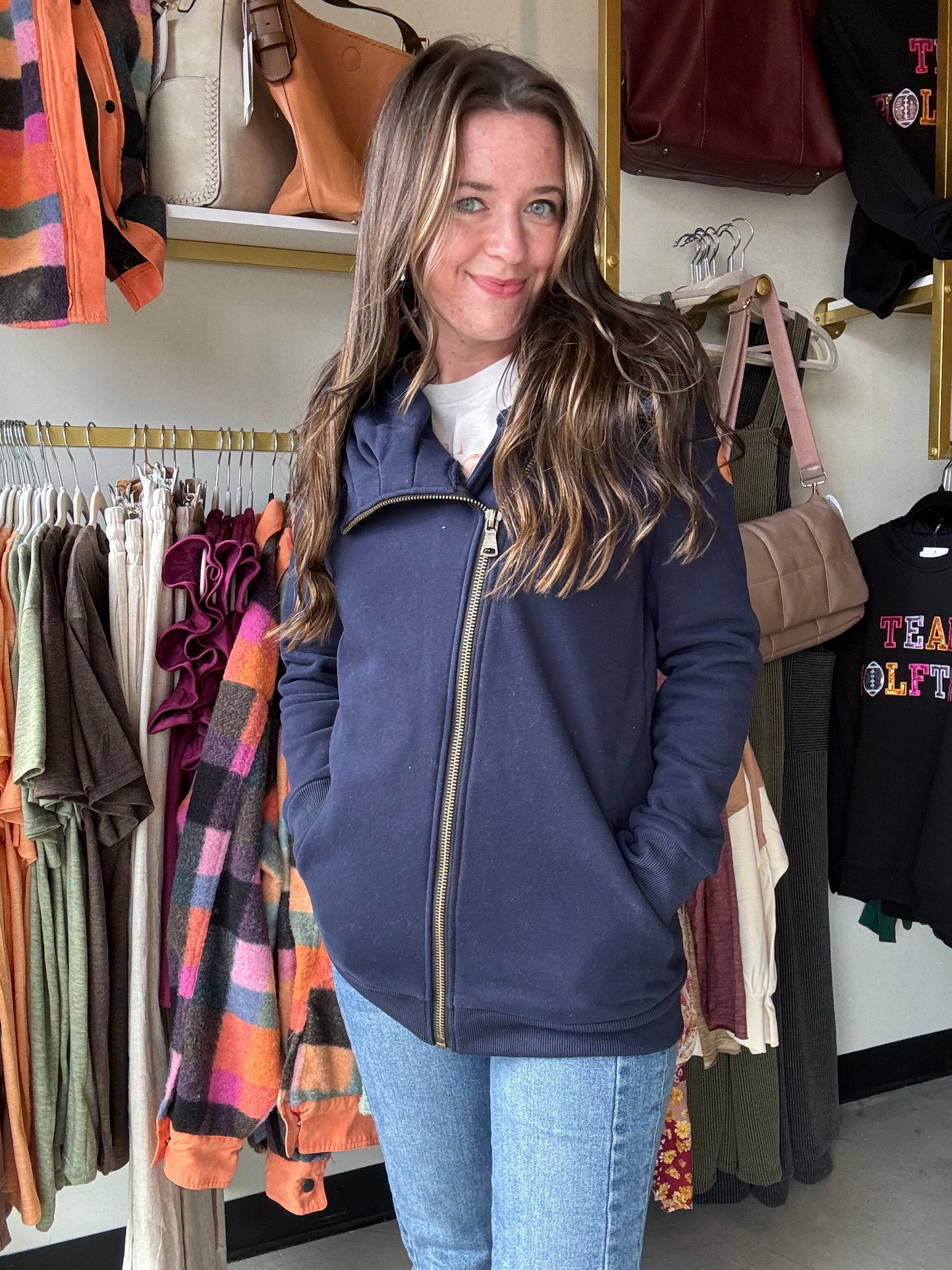 Navy Quinn Zip Up