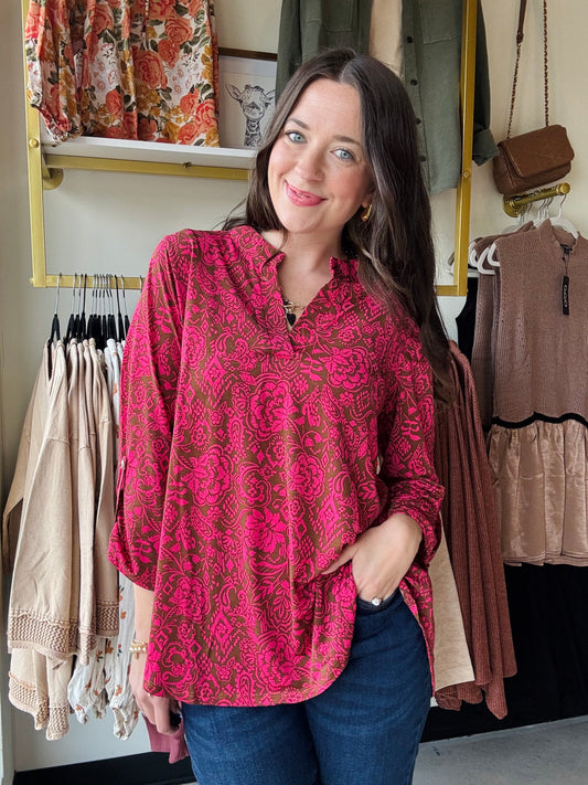 Mocha & Pink Lizzy Top