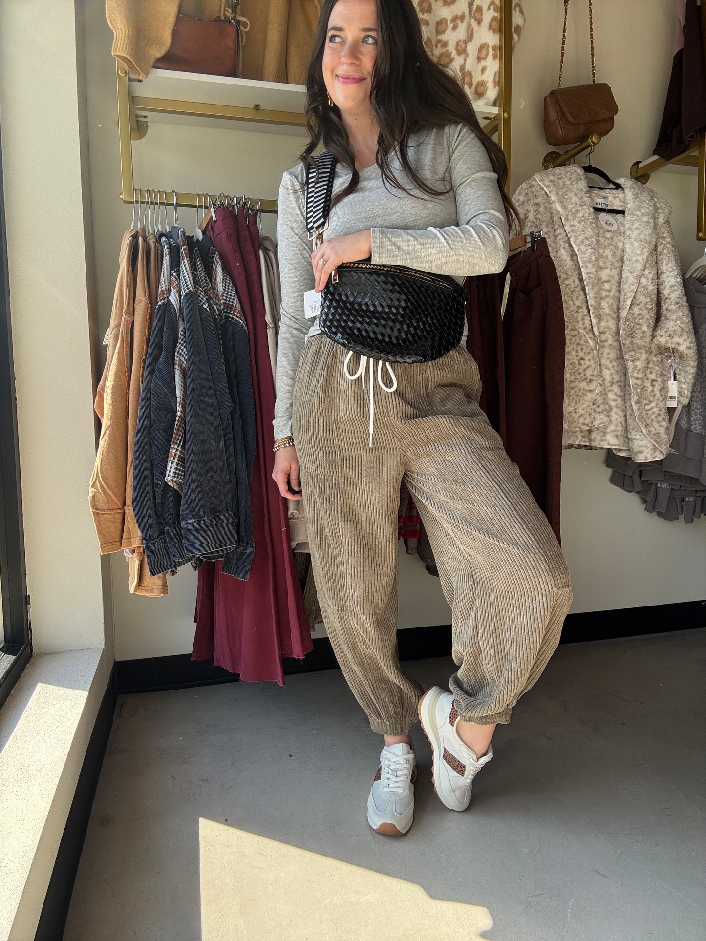 Olive Corduroy Joggers