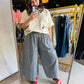 Navy Gingham Wide Leg Pants