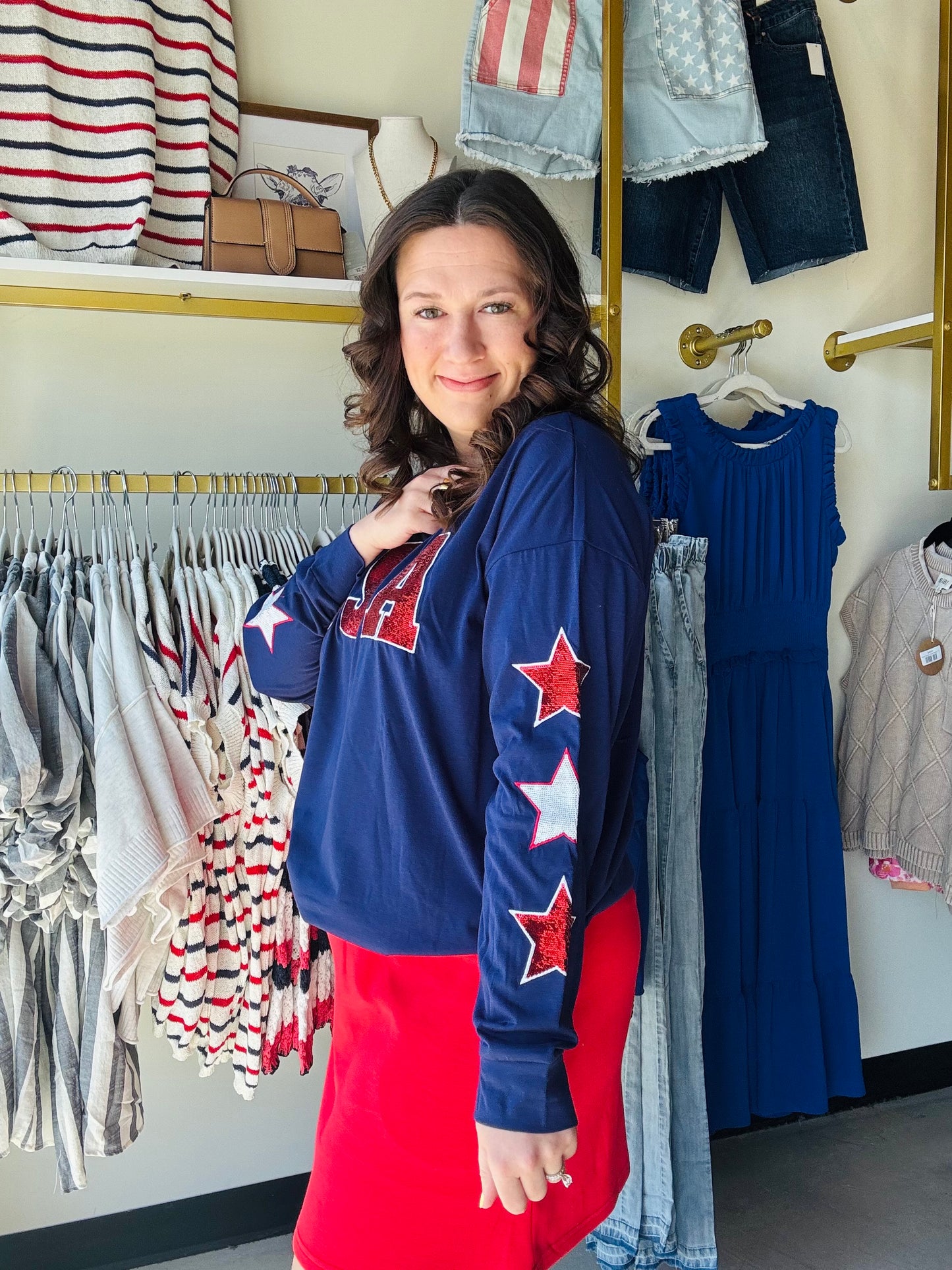 USA Sequin Star Top