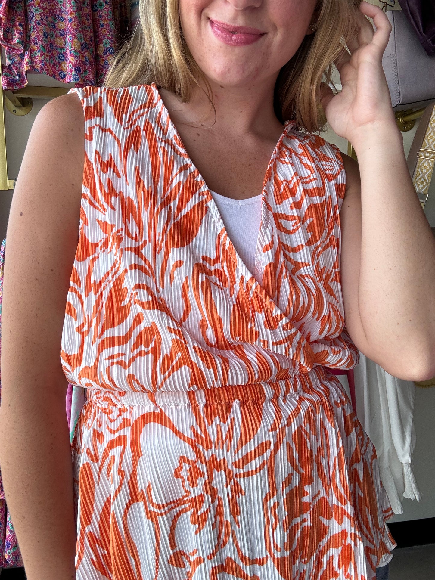 Orange Swirl Sleeveless Top