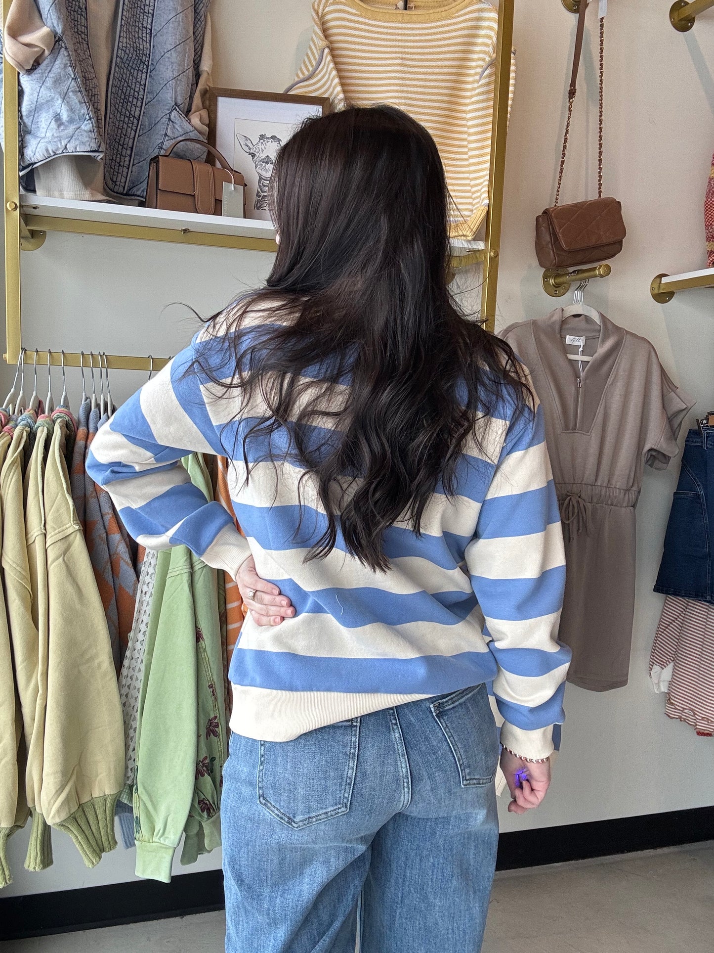 Sky Blue French Terry Half Zip