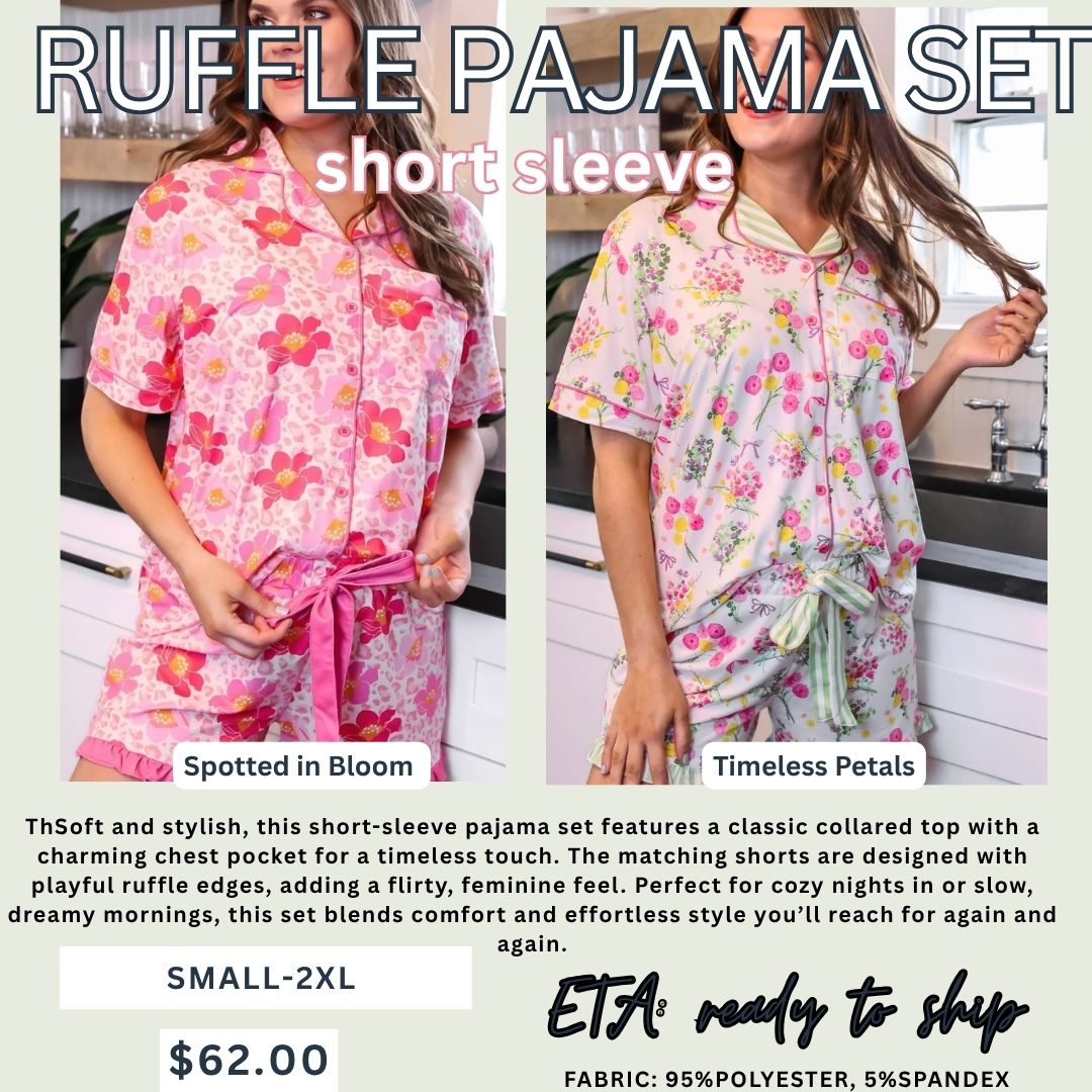 Ruffle Pj Short Sleeve Set