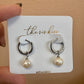 Pearl Charm Huggies - Silver