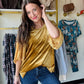 Golden Velvet Balloon Sleeve Top