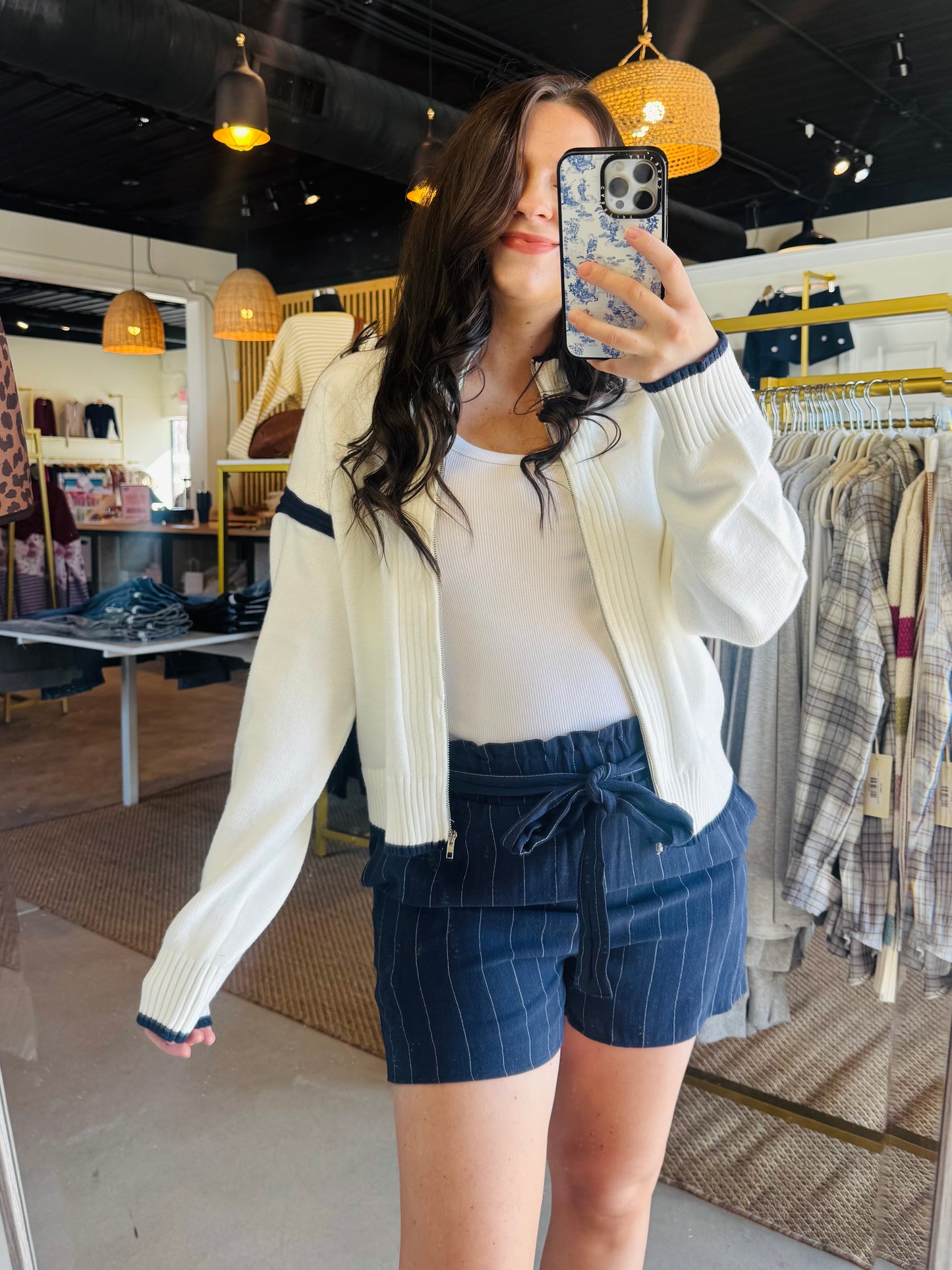 Navy Libby Linen Shorts