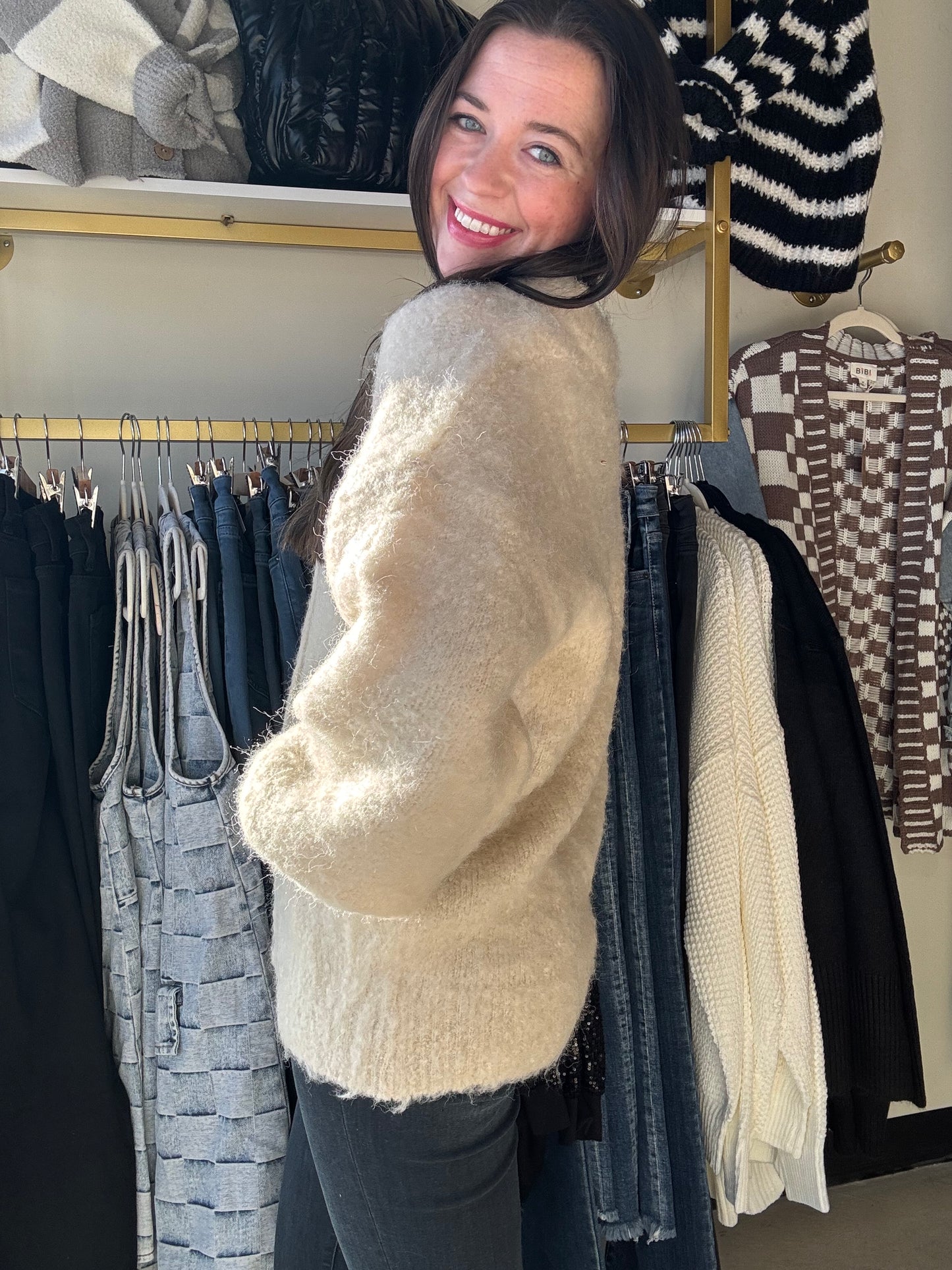 Cream Mohair Sweater Cardi