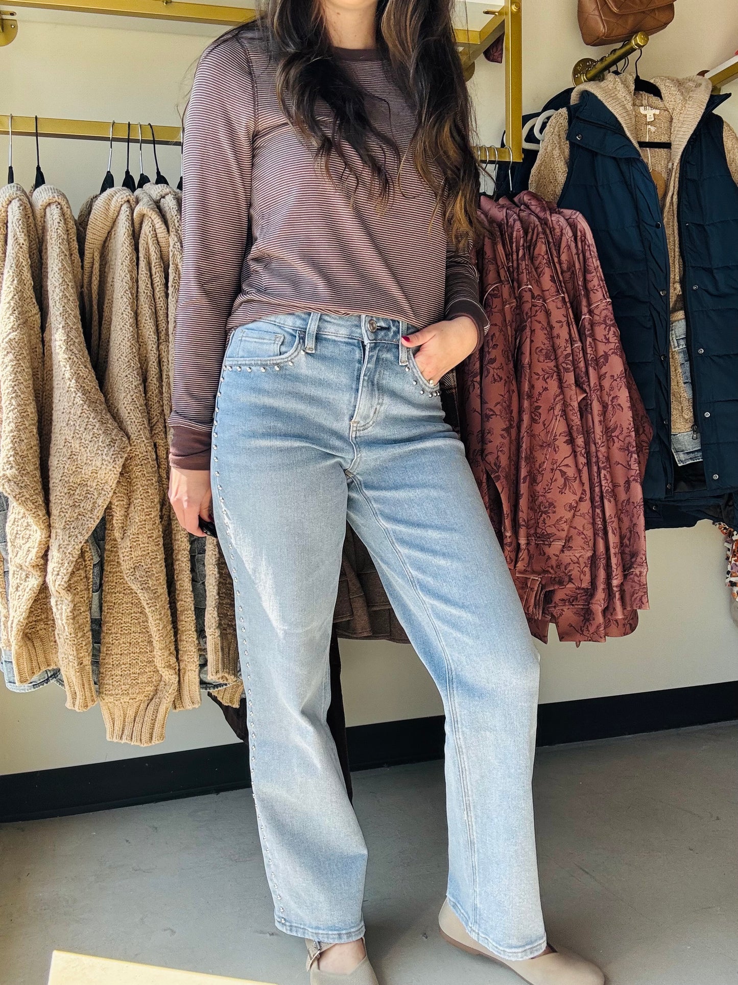 Ankle Slim Nail Head Denim