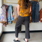Black Front Crease Crop Denim