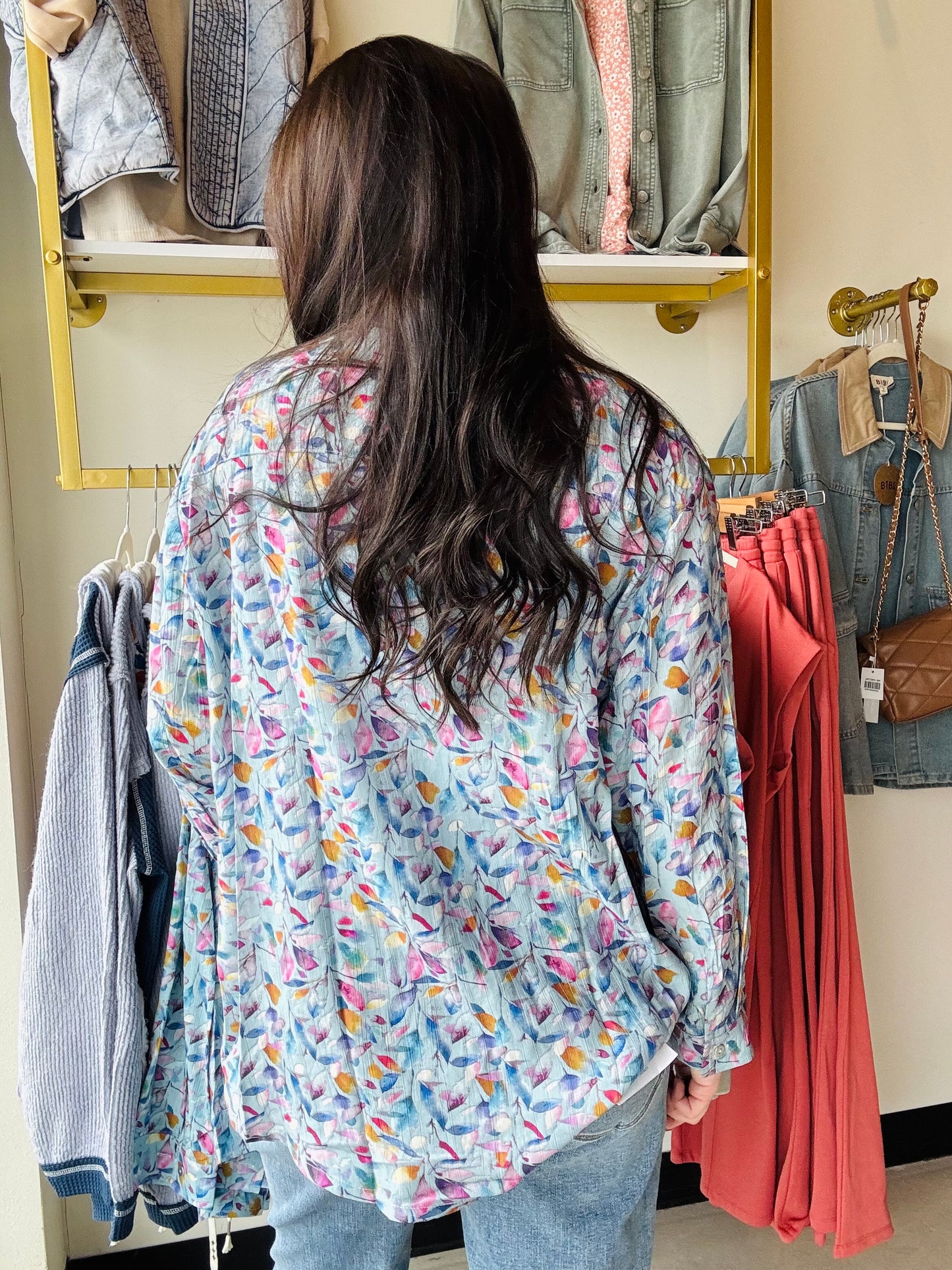 Sky Blue Multi Woven Top