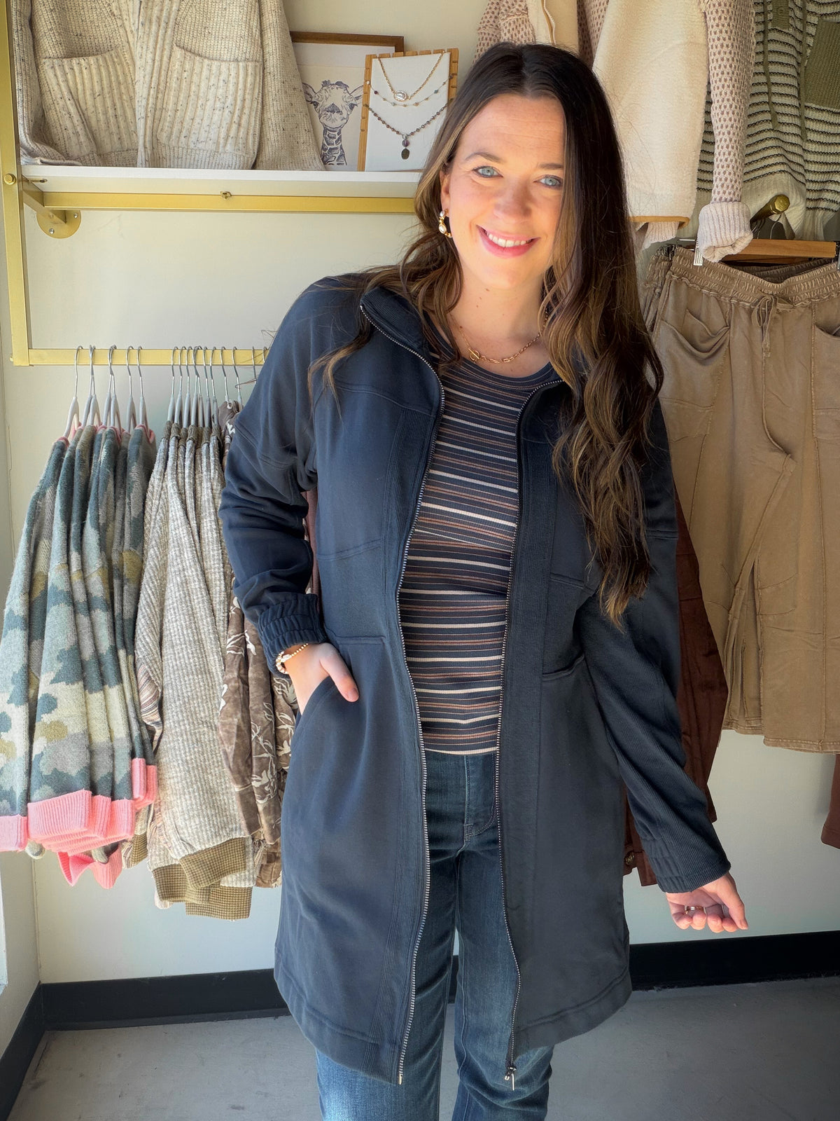 Navy Zip Up Tunic