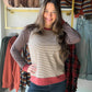 Brown Stripe Ribbed Crewneck