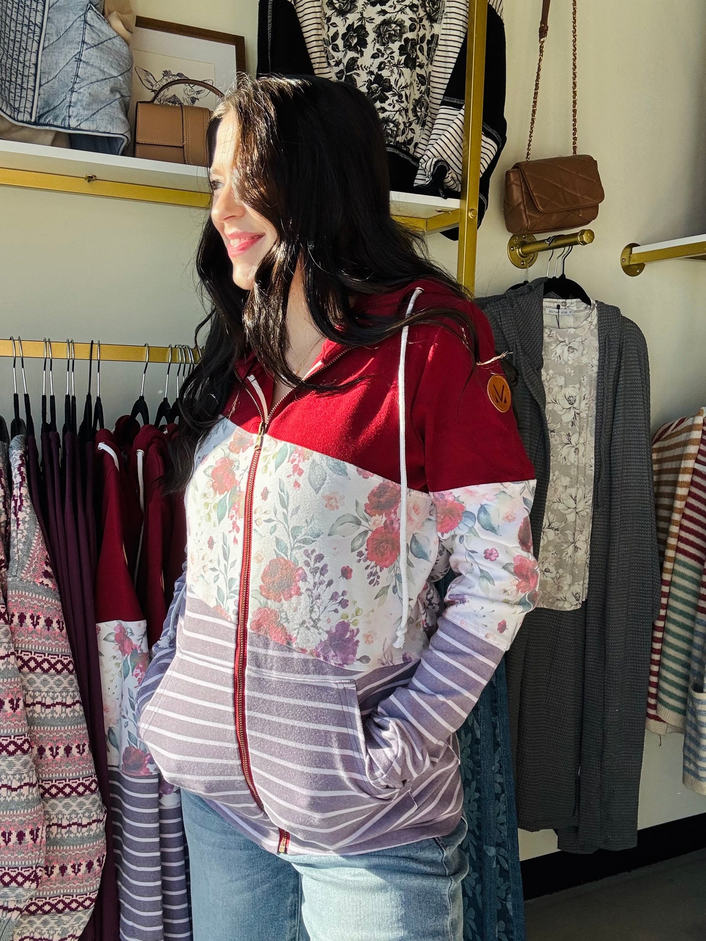 Burgundy Bloom Full Zip