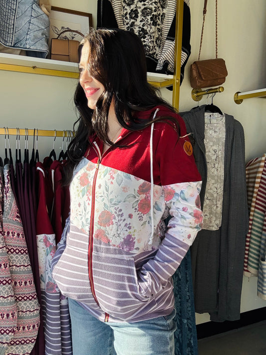 Burgundy Bloom Full Zip