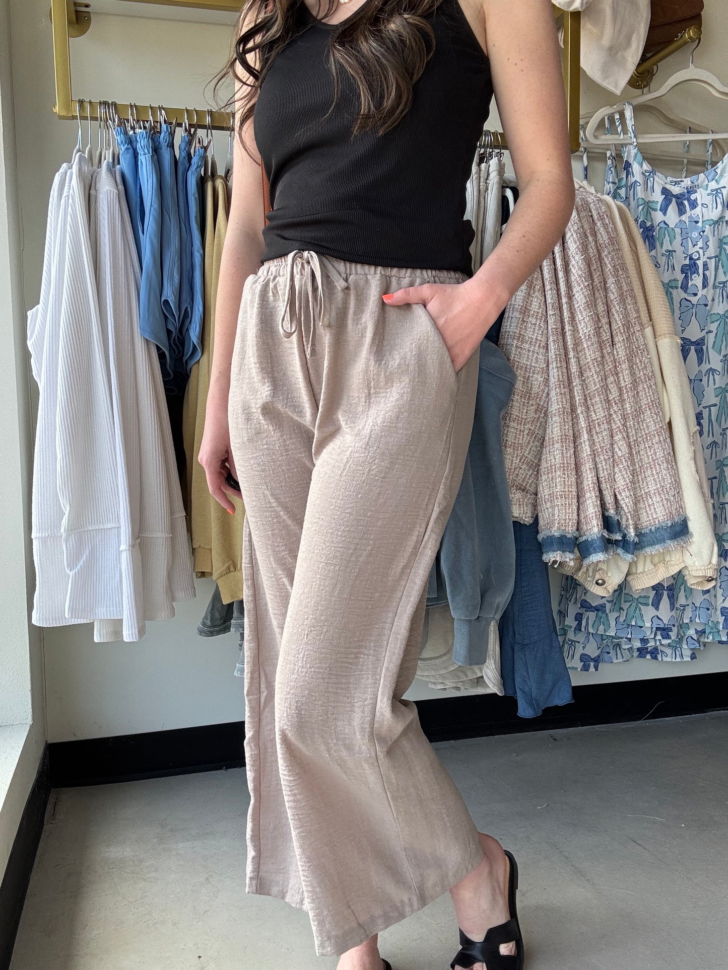 Mocha Woven Wide Leg Pants