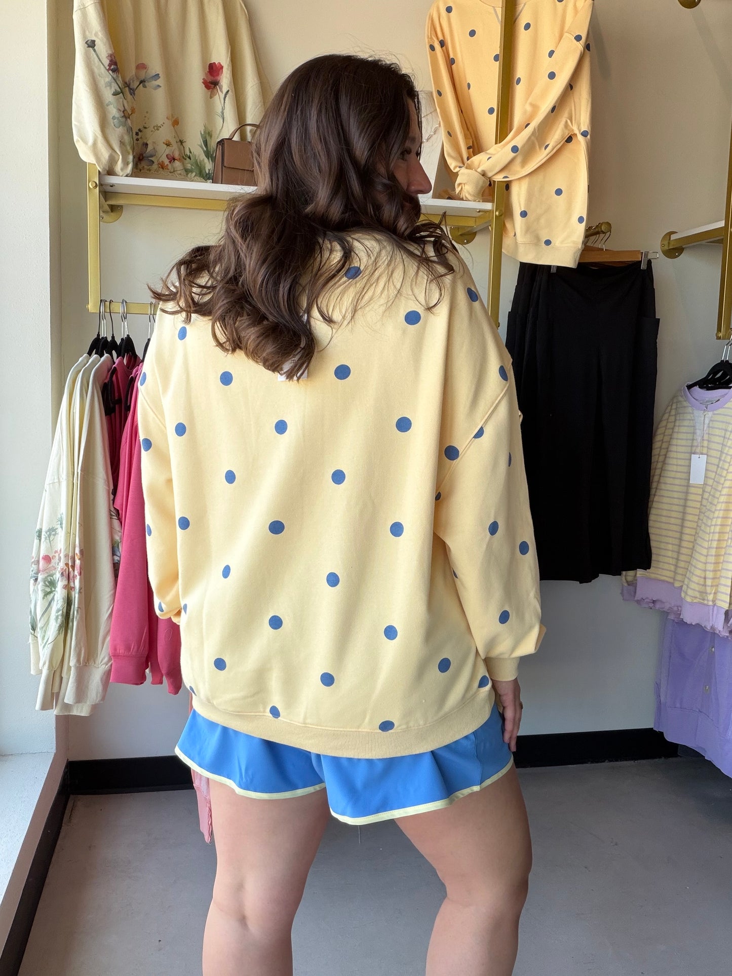 Yellow Polka Dot Terry Pullover