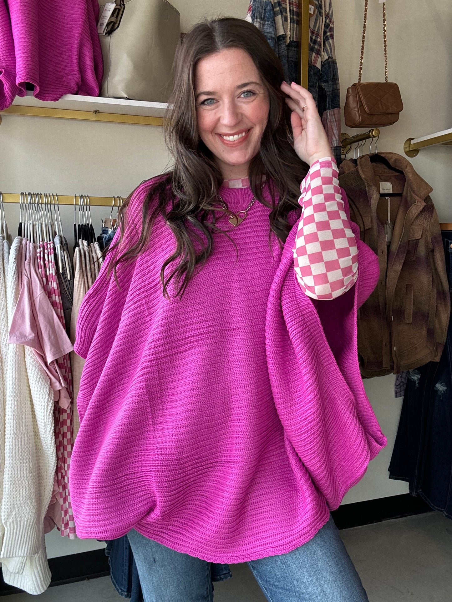 Magenta Meg Pullover Poncho