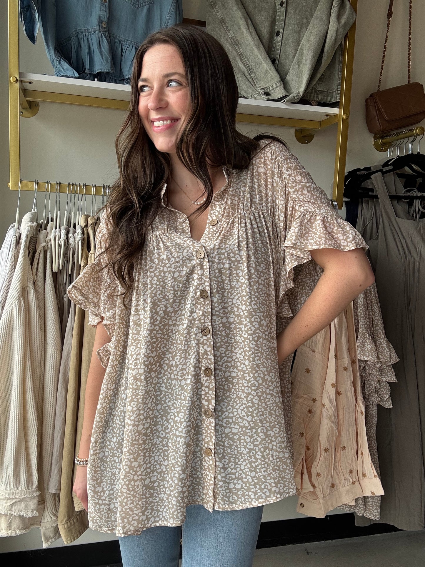 Sand Leopard Woven Tunic