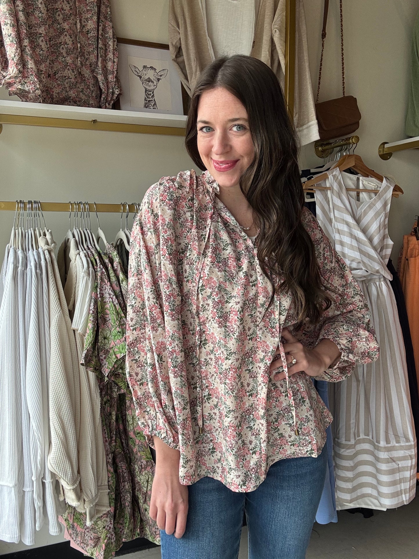 Slate Rose Floral Blouse