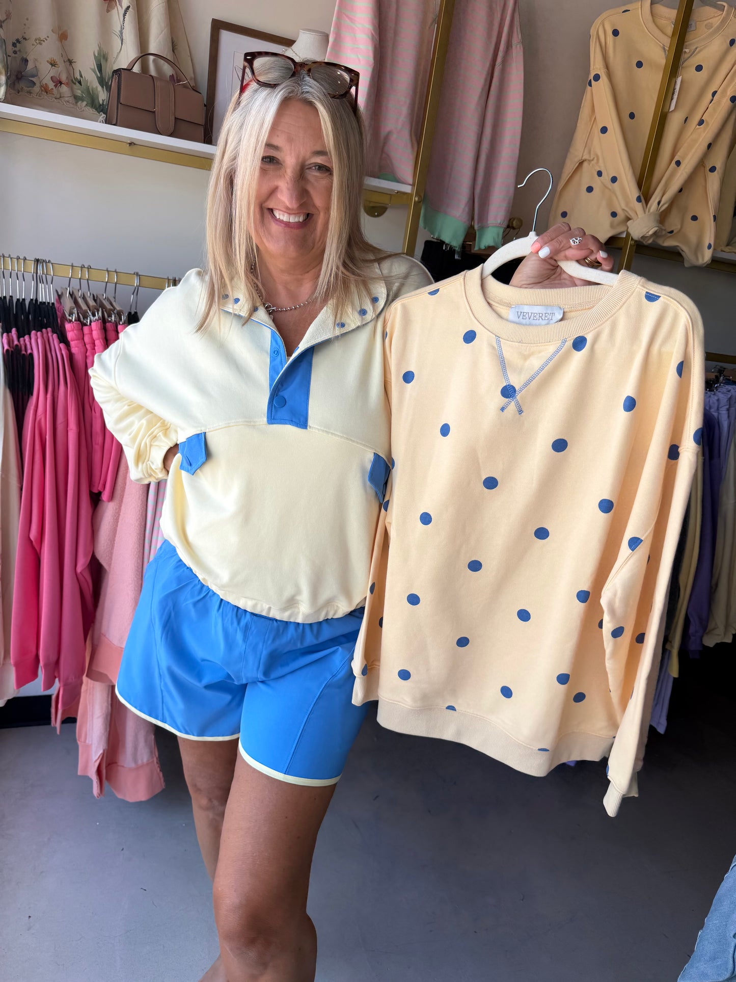 Yellow Polka Dot Terry Pullover