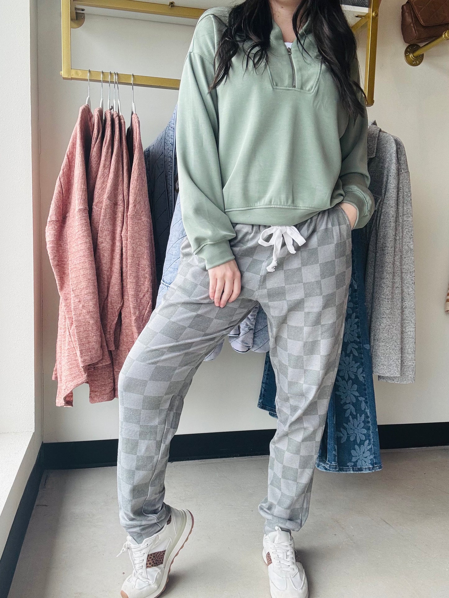 Olive Check Classic Joggers