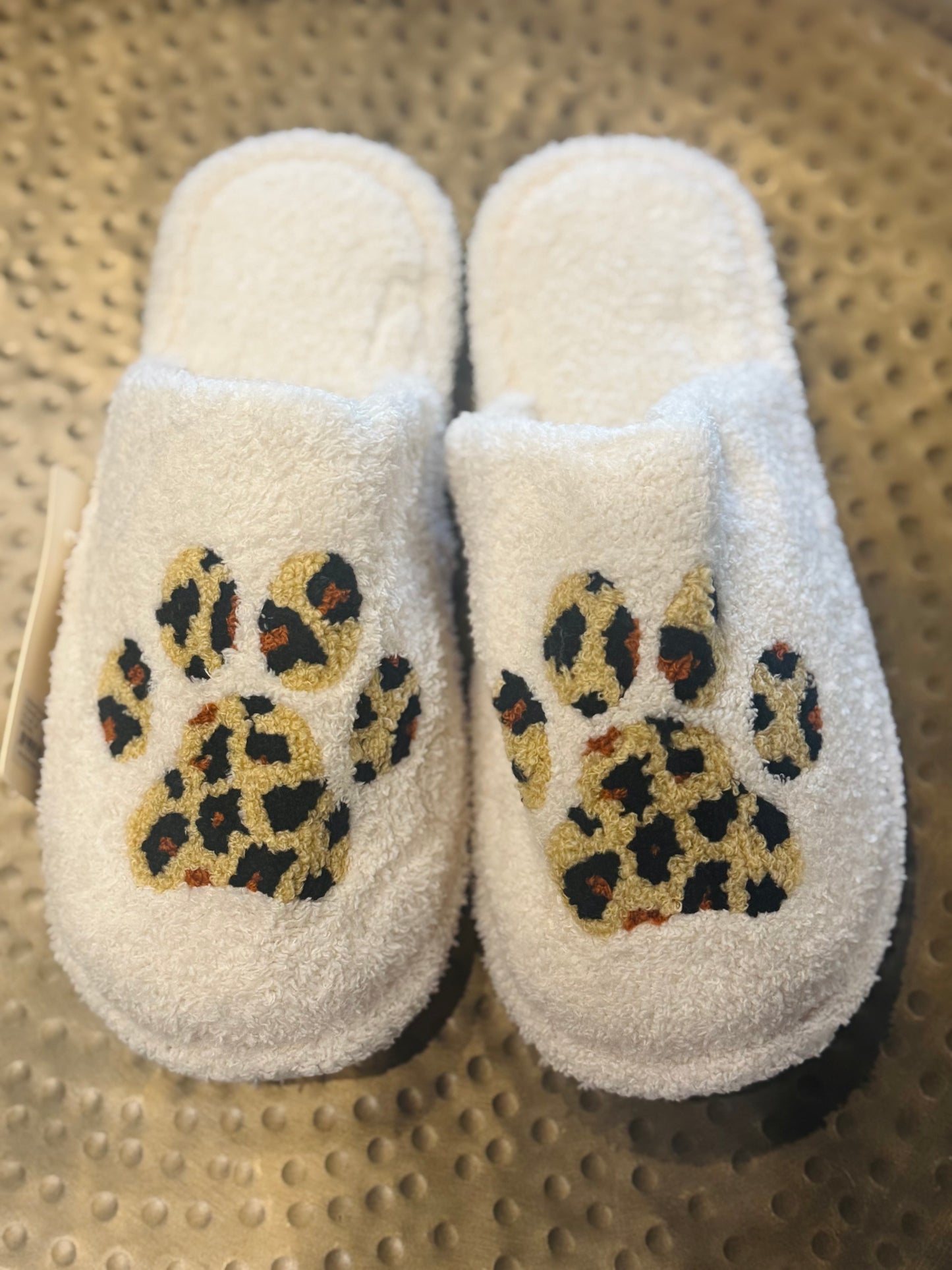 Paw Print Embroidered Slippers