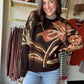 Mocha Shimmer Flower Sweater