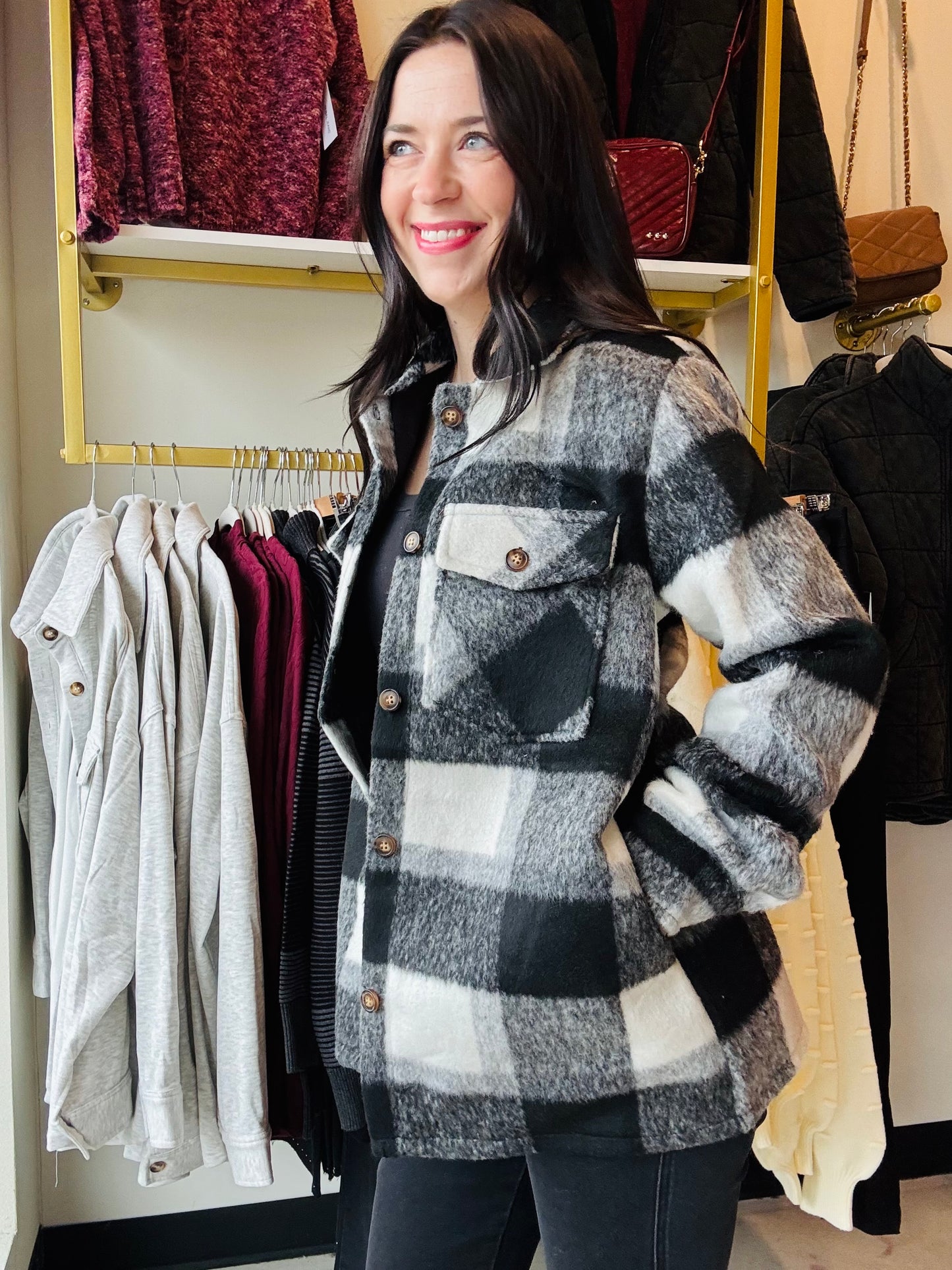 Black & White Plaid Jacket