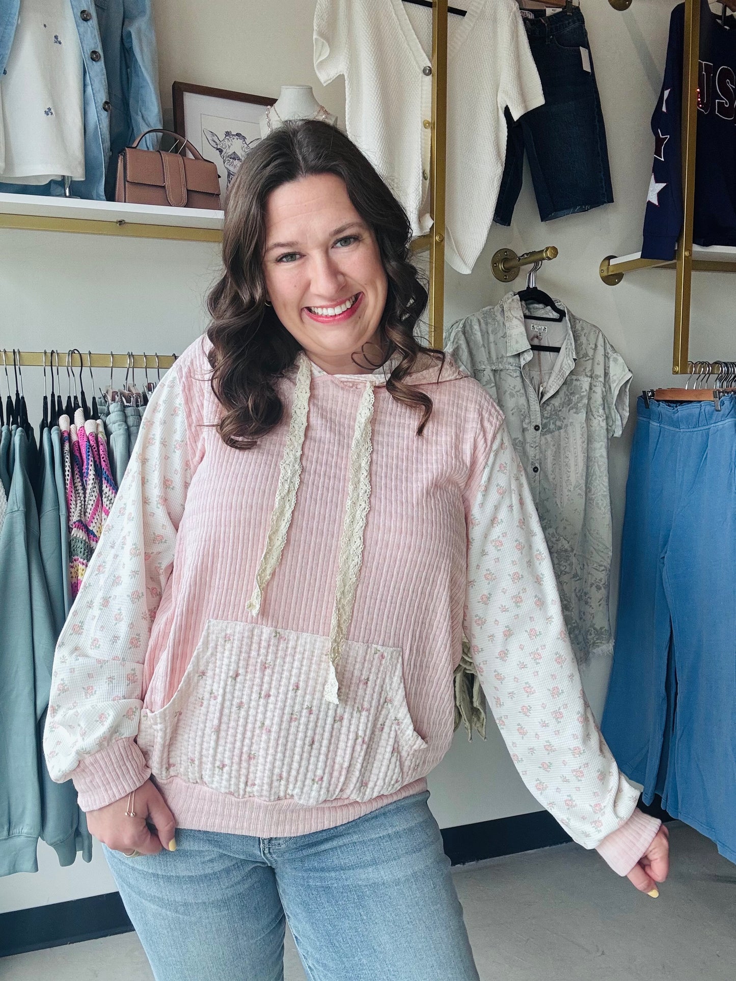 Pink Multi Contrast Pullover