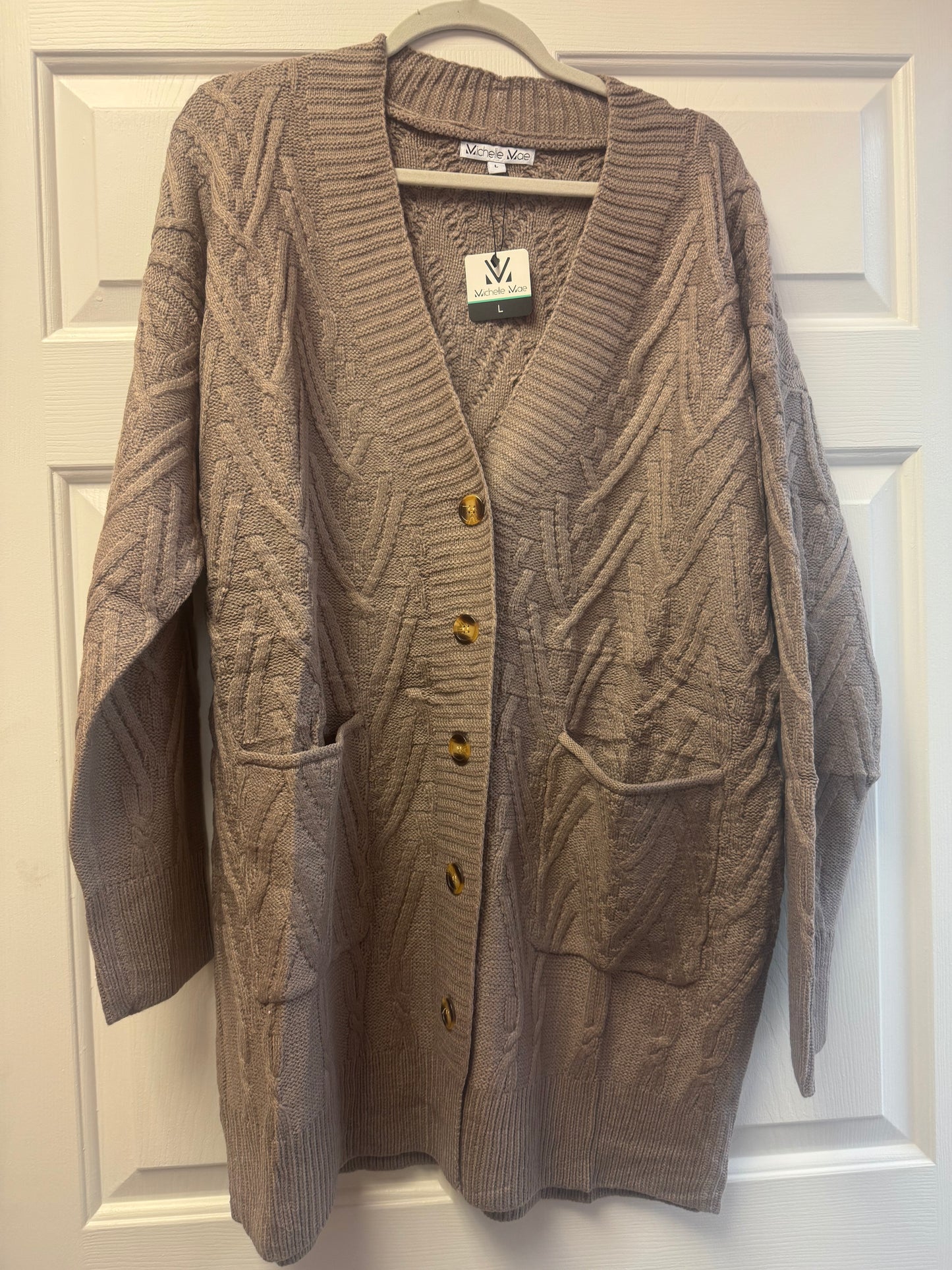 Mocha Brooks Button Cardigan
