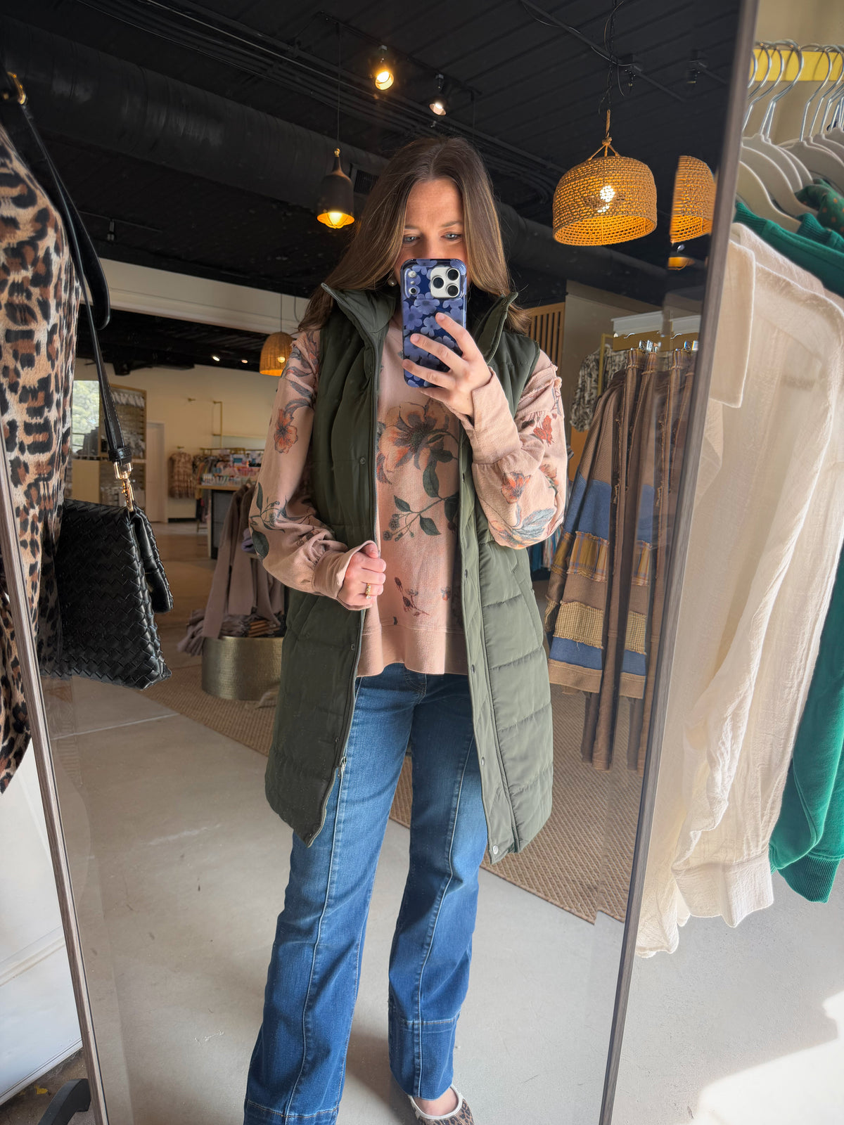 Almond Floral Printed Long Sleeve