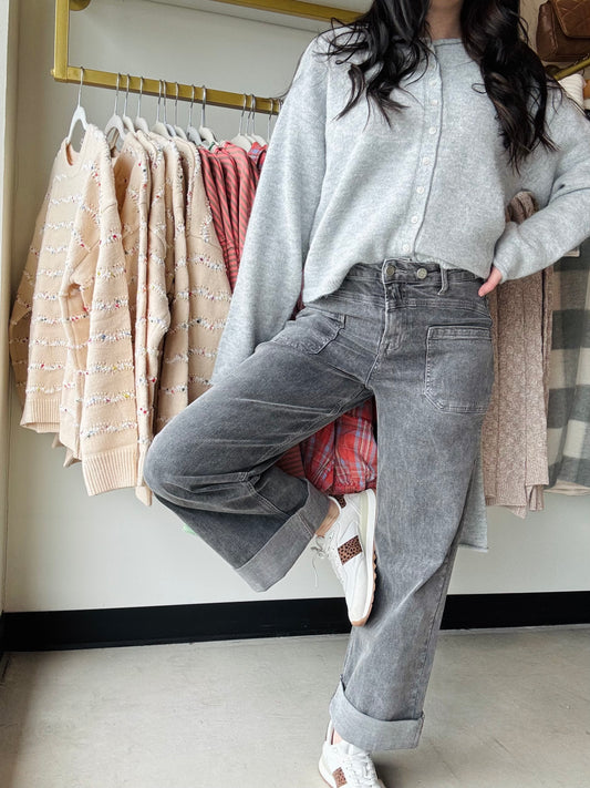 Grey Clover Front Pocket Jeans