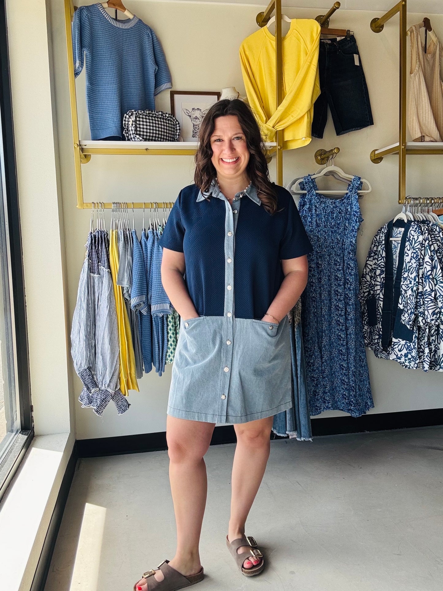Navy Denim Block Dress