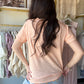 Coral Peach Slub V Neck Tee