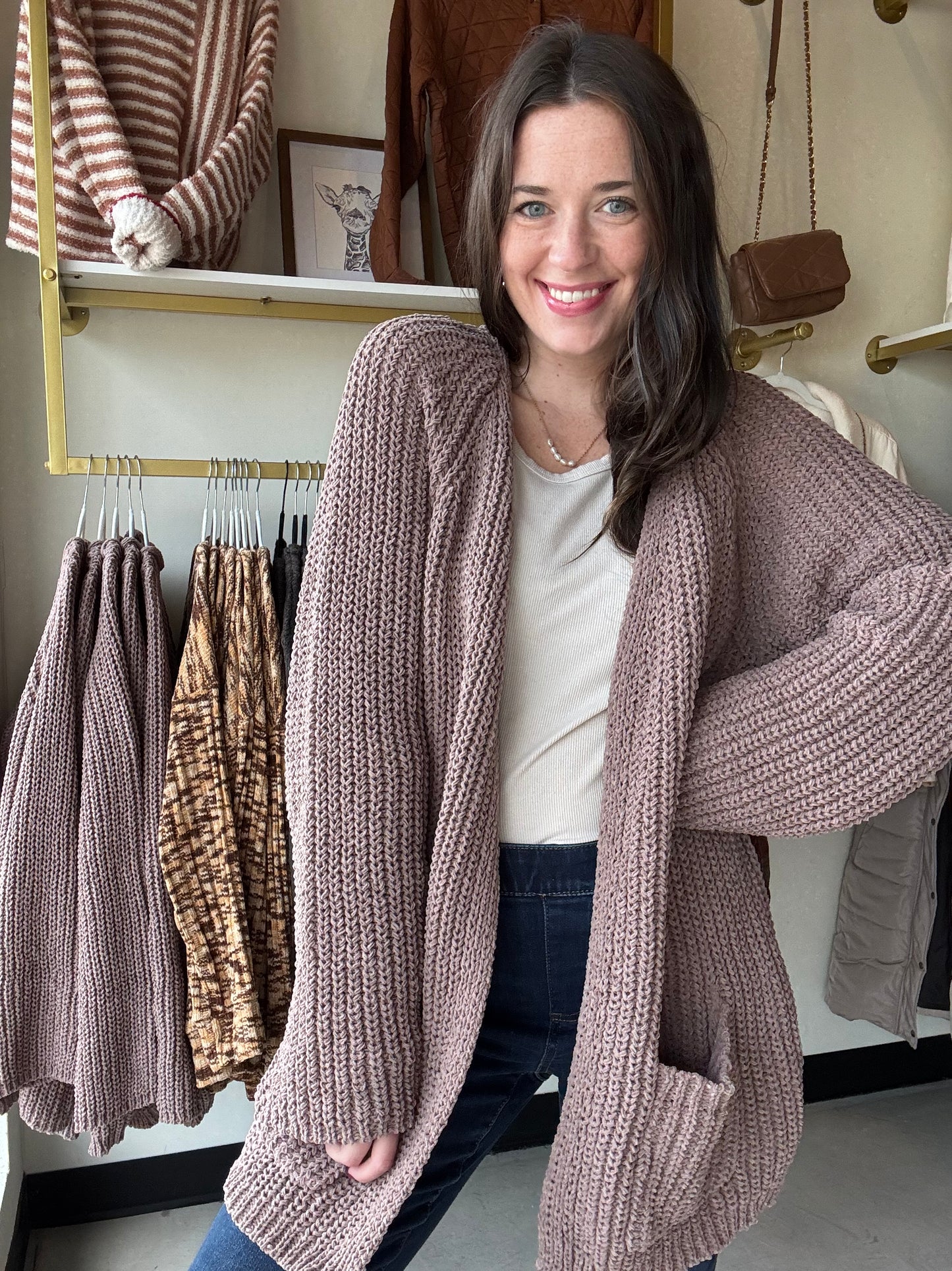 Brown Chunky Knit Cardigan