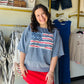 Easel

Combine chic Americana with ultimate comfort. This mineral-washed terry pullover features a unique lace-trimmed American flag and a relaxed, oversized fit perfect for patriotic celebrations or effortless everyday style.

Ultra-relaxed, oversized silhouette.
Soft, breathable cotton-rich knit.
Vintage-inspired mineral wash finish.
Intricate lace and ribbon detailing.
Flattering dropped shoulders, half sleeves.
Festive, patriotic Americana design.