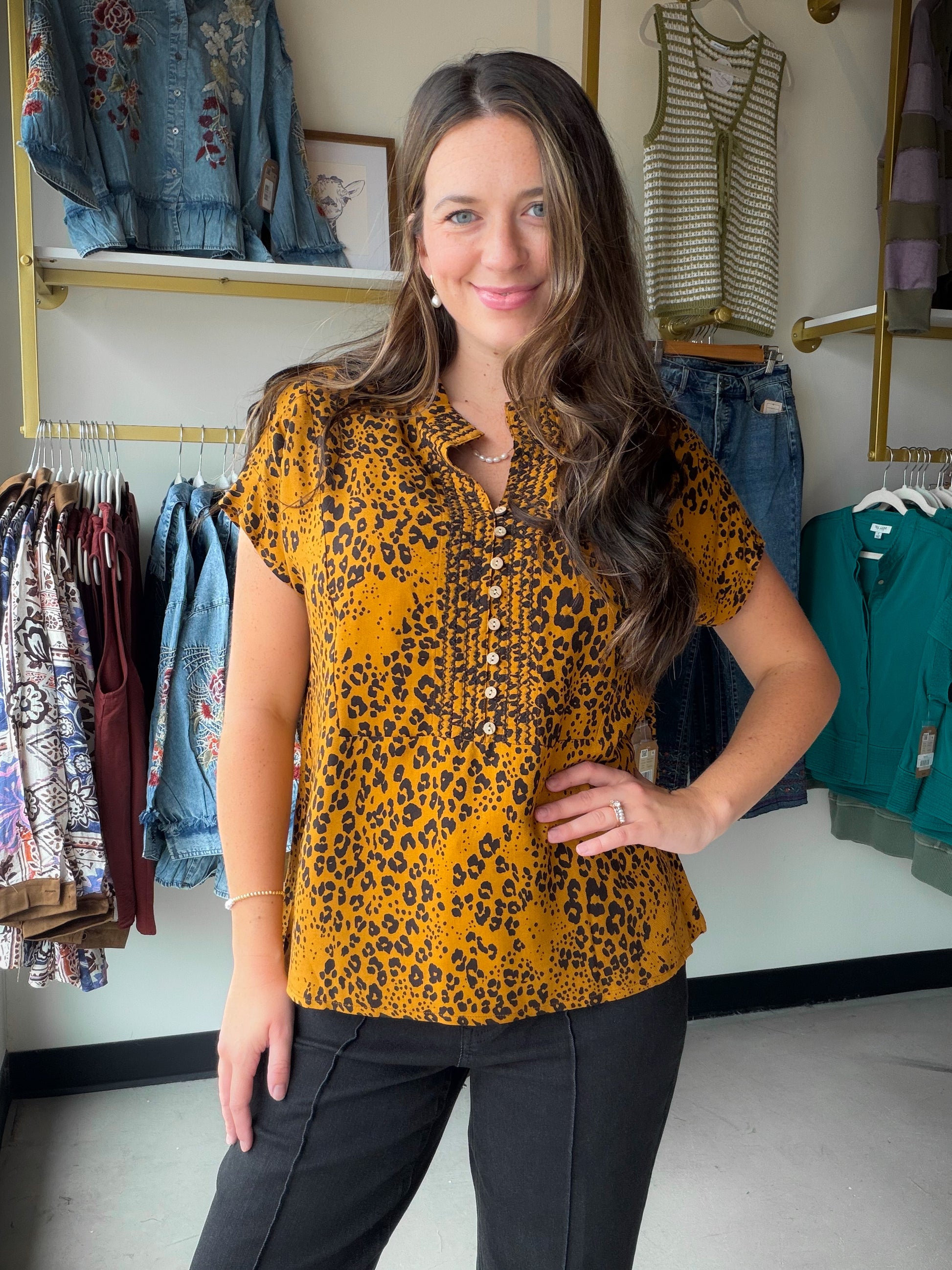 Tru Luxe Jeans

An animal print popover with a split neckline that brings bold pattern and easy style together. The Rayon fabric drapes softly for an effortless fit, while the pull-over silhouette makes it a quick grab-and-go piece.

Animal print popover top
Split neckline
Pull-over silhouette
Rayon fabric
Soft, flowing drape
Bold casual style
