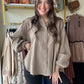 Olive Grey Gauze Button Up